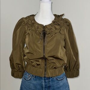 Olive Green Ruffled Jacket